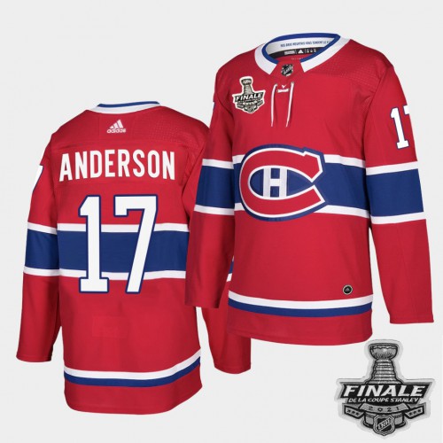 Adidas Montreal Canadiens #17 Josh Anderson Red Home Authentic 2021 Stanley Cup Final Patch Jersey Men's