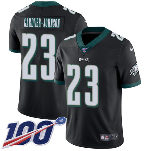 Eagles #23 C.J. Gardner-Johnson Black Alternate Youth Stitched 100th Season Vapor Untouchable Limited Jersey