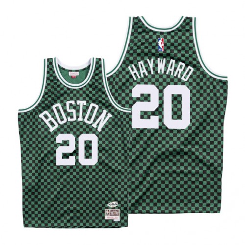 Mitchell & Ness Boston Celtics #20 Gordon Hayward Green Checkerboard HWC Throwback Jersey Mens