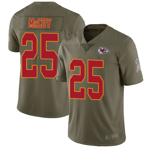 Kansas City Chiefs #25 LeSean McCoy Olive Youth Stitched Limited 2017 Salute to Service Jersey Youth