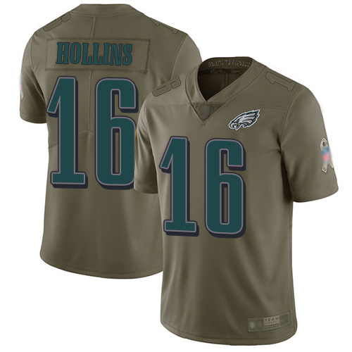 Philadelphia Eagles #16 Mack Hollins Olive Men's Stitched Limited 2017 Salute To Service Jersey Men's