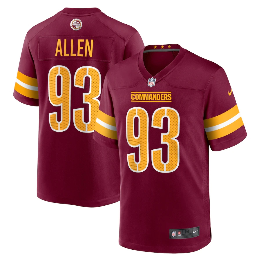 Washington Commanders #93 Jonathan Allen Burgundy Men's Game Jersey