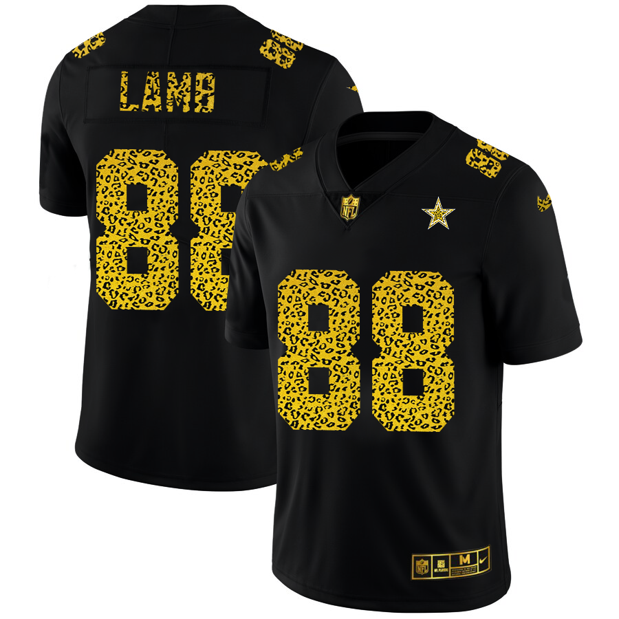 Dallas Cowboys #88 CeeDee Lamb Men's Leopard Print Fashion Vapor Limited Jersey Black