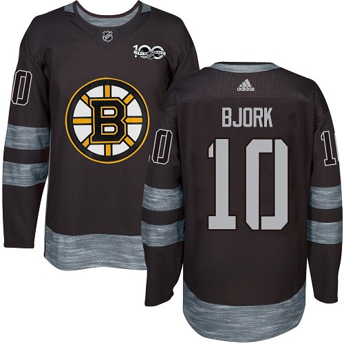 Adidas Boston Bruins #10 Anders Bjork Black 1917-2017 100th Anniversary Stitched Jersey Men's