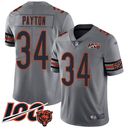 Bears #34 Walter Payton Silver Men's Stitched Limited Inverted Legend 100th Season Jersey