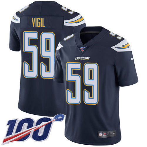 Los Angeles Chargers #59 Nick Vigil Navy Blue Team Color Men's Stitched 100th Season Vapor Untouchable Limited Jersey Men's