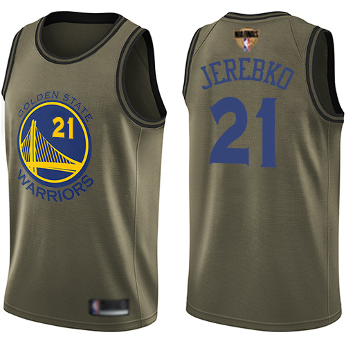 Golden State Warriors #21 Jonas Jerebko Green 2019 Finals Bound Swingman Salute to Service Jersey Mens