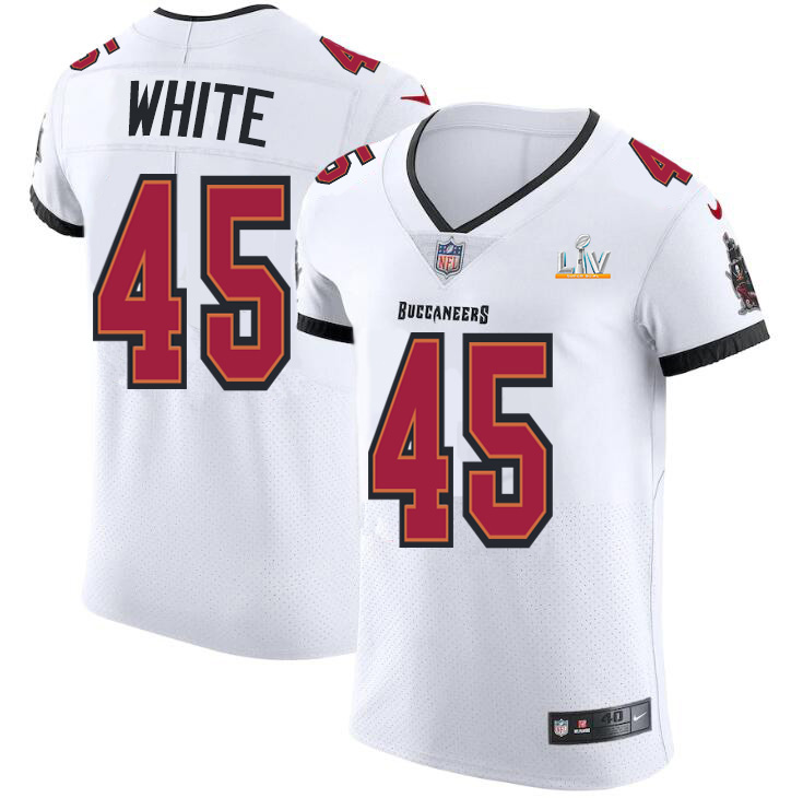 Tampa Bay Buccaneers #45 Devin White Men's Super Bowl LV Bound White Vapor Elite Jersey