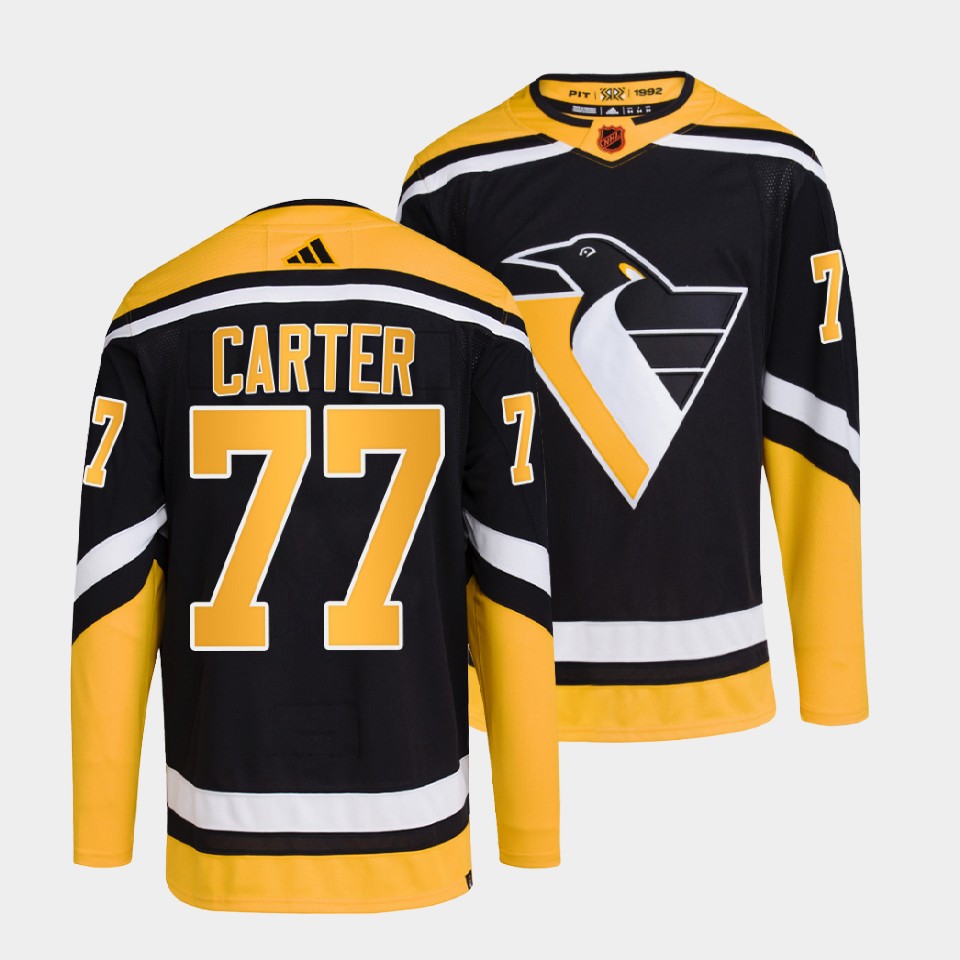Pittsburgh Penguins #77 Jeff Carter Men's Adidas Reverse Retro 2.0 Authentic Player Jersey - Black