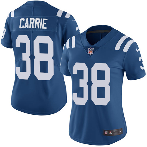 Indianapolis Colts #38 T.J. Carrie Royal Blue Team Color Women's Stitched Vapor Untouchable Limited Jersey Womens
