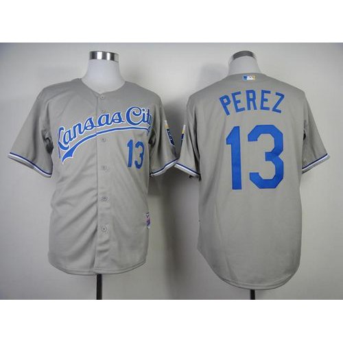 Kansas City Royals #13 Salvador Perez Grey Cool Base Stitched Jersey Men's