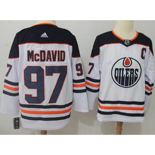 Adidas Edmonton Oilers #97 Connor McDavid White Road Authentic Stitched Jersey Men's