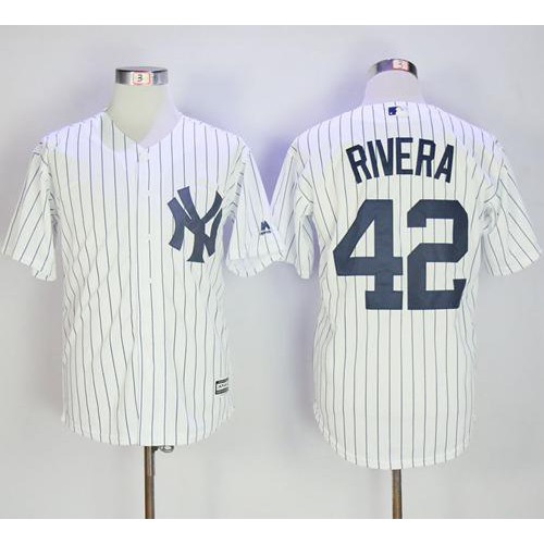 New York Yankees #42 Mariano Rivera White Strip New Cool Base Stitched Jersey Men's