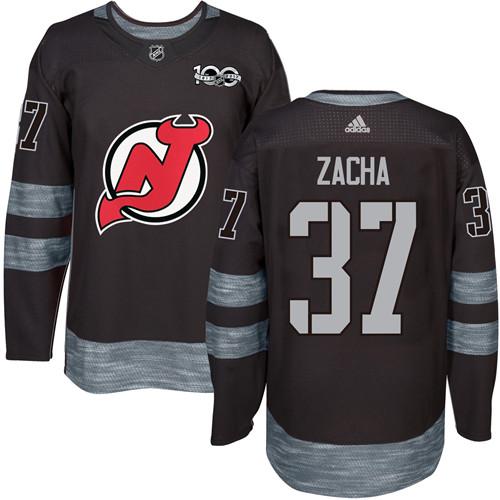 Adidas New Jersey Devils #37 Pavel Zacha Black 1917-2017 100th Anniversary Stitched Jersey Men's