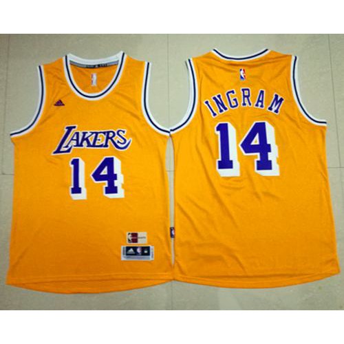 Los Angeles Lakers #14 Brandon Ingram Gold Throwback Stitched Jersey Mens