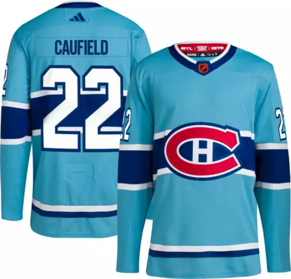 Montreal Canadiens #22 Cole Caufield Men's Adidas Reverse Retro 2.0 Authentic Player Jersey - Blue