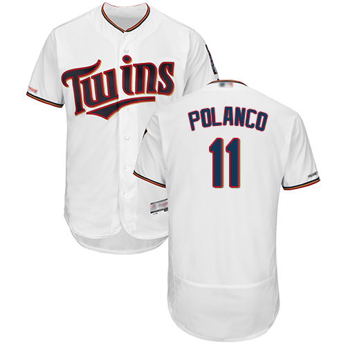 Minnesota Twins #11 Jorge Polanco White Flexbase Authentic Collection Stitched Jersey Men's