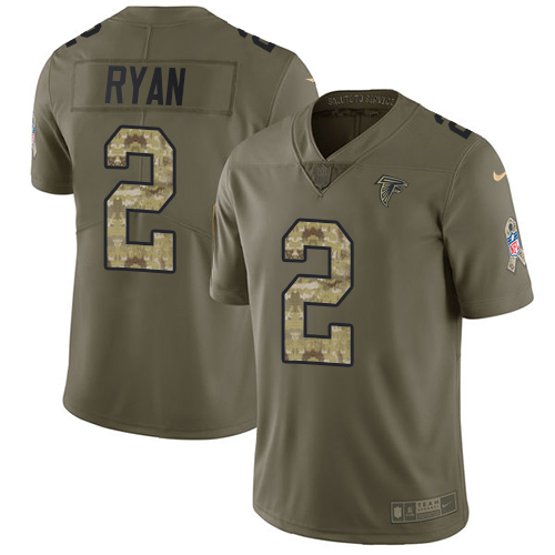 Atlanta Falcons #2 Matt Ryan Olive/Camo Men's Stitched Limited 2017 Salute To Service Jersey Men's