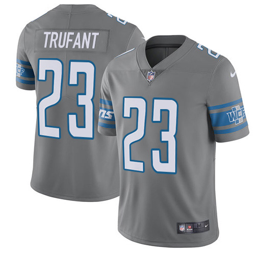 Detroit Lions #23 Desmond Trufant Gray Men's Stitched Limited Rush Jersey Men's