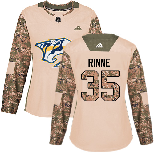 Adidas Nashville Predators #35 Pekka Rinne Camo Authentic 2017 Veterans Day Women's Stitched Jersey Womens