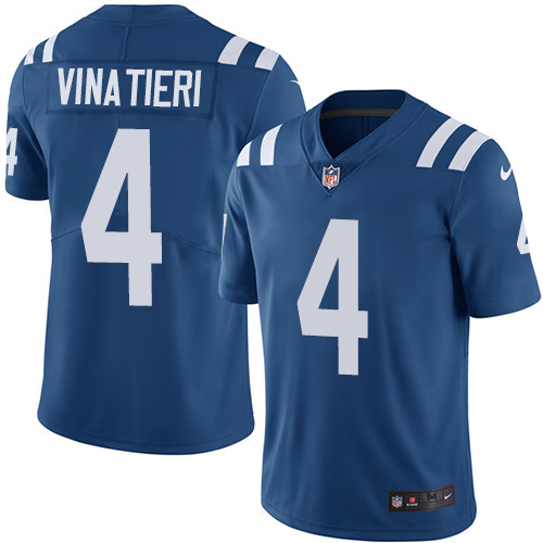 Indianapolis Colts #4 Adam Vinatieri Royal Blue Team Color Men's Stitched Vapor Untouchable Limited Jersey Men's
