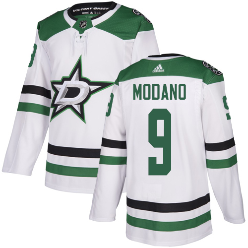 Adidas Dallas Stars #9 Mike Modano White Road Authentic Stitched Jersey Men's