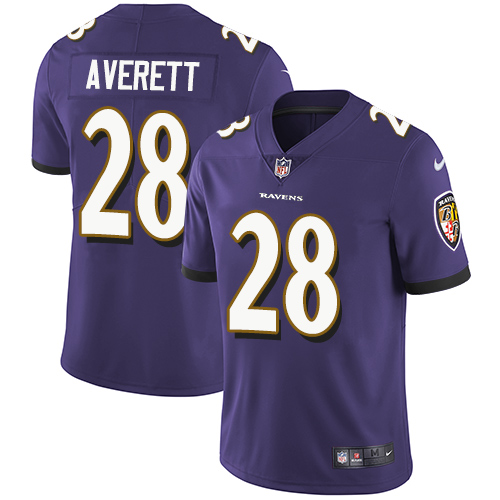 Baltimore Ravens #28 Anthony Averett Purple Team Color Men's Stitched Vapor Untouchable Limited Jersey Men's