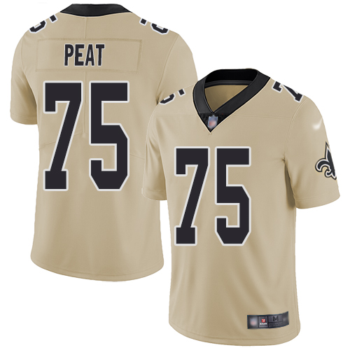 New Orleans Saints #75 Andrus Peat Gold Men's Stitched Limited Inverted Legend Jersey Men's