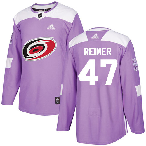 Adidas Carolina Hurricanes #47 James Reimer Purple Authentic Fights Cancer Stitched Jersey Men's