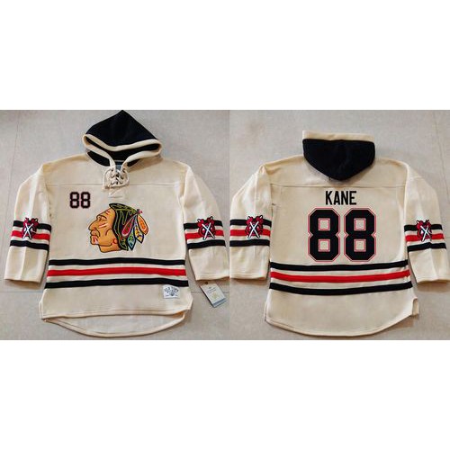 Chicago Blackhawks #88 Patrick Kane Cream Heavyweight Pullover Hoodie Stitched Jersey Men's