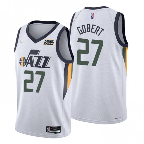 Utah Jazz #27 Rudy Gobert White Mens 2021-22 75th Anniversary Diamond Swingman Jersey - Association Edition Mens