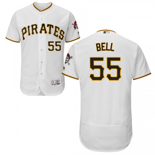 Pittsburgh Pittsburgh Pirates #55 Josh Bell Majestic Home Flex Base Authentic Collection Jersey White Men's