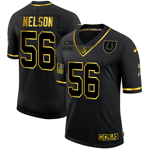Indianapolis Colts #56 Quenton Nelson Men's 2020 Salute To Service Golden Limited Jersey Black