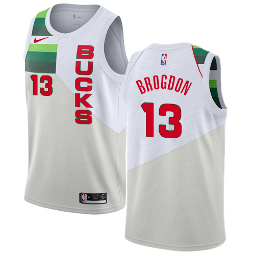 Milwaukee Bucks #13 Malcolm Brogdon White Swingman Earned Edition Jersey Mens