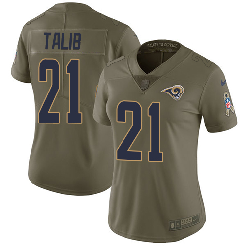 Los Angeles Rams #21 Aqib Talib Olive Women's Stitched Limited 2017 Salute to Service Jersey Womens