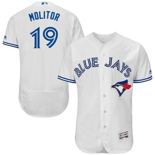 Toronto Blue Jays #19 Paul Molitor White Flexbase Authentic Collection Stitched Jersey Men's