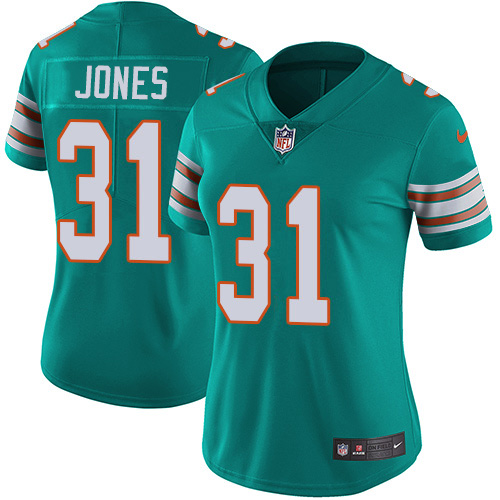 Miami Dolphins #31 Byron Jones Aqua Green Alternate Women's Stitched Vapor Untouchable Limited Jersey Womens