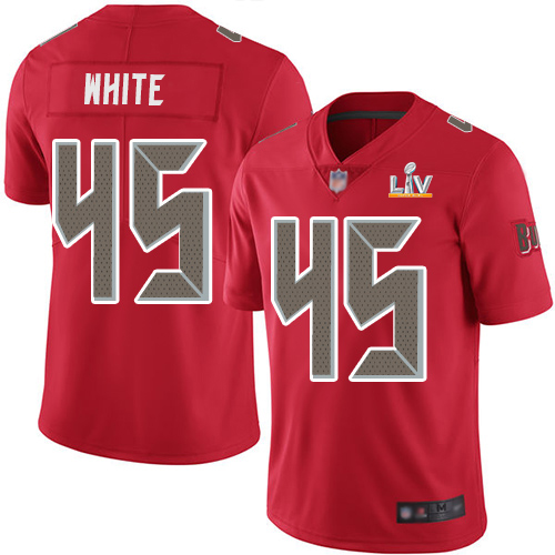 Buccaneers #45 Devin White Red Men's Super Bowl LV Bound Stitched Limited Rush Jersey