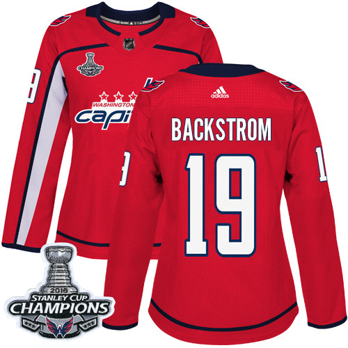 Adidas Washington Capitals #19 Nicklas Backstrom Red Home Authentic Stanley Cup Final Champions Women's Stitched Jersey Womens