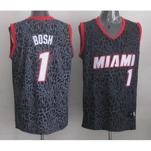 Miami Heat #1 Chris Bosh Black Crazy Light Stitched Jersey Mens