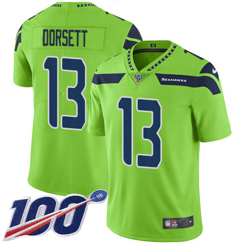 Seattle Seahawks #13 Phillip Dorsett Green Youth Stitched Limited Rush 100th Season Jersey Youth