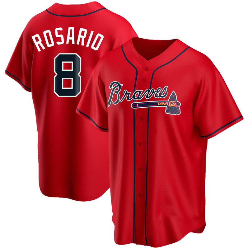 Men's Youth Women's Atlanta Braves #8 Eddie Rosario Cool Base Alternate Jersey - Red