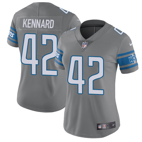 Detroit Lions #42 Devon Kennard Gray Women's Stitched Limited Rush Jersey Womens