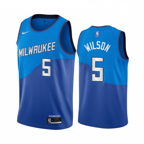 Milwaukee Bucks #5 D.J. Wilson Blue Swingman 2020-21 City Edition Jersey Mens