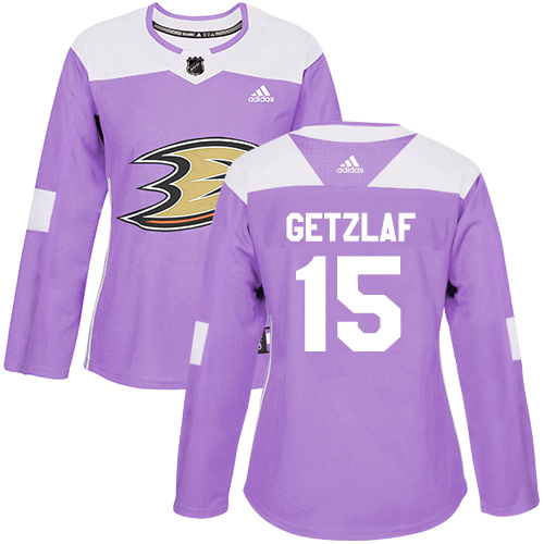 Adidas Anaheim Ducks #15 Ryan Getzlaf Purple Authentic Fights Cancer Women's Stitched Jersey Womens