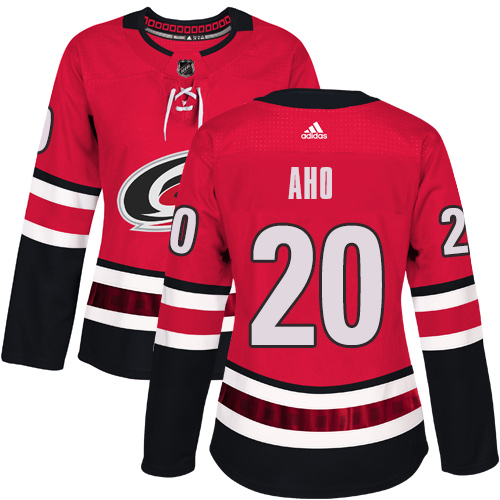 Adidas Carolina Hurricanes #20 Sebastian Aho Red Home Authentic Women's Stitched Jersey Womens