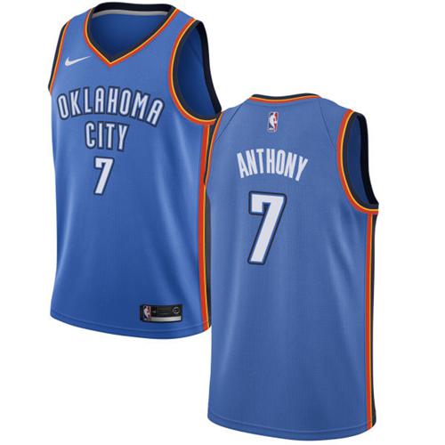 Oklahoma City Thunder #7 Carmelo Anthony Blue Swingman Icon Edition Jersey Mens