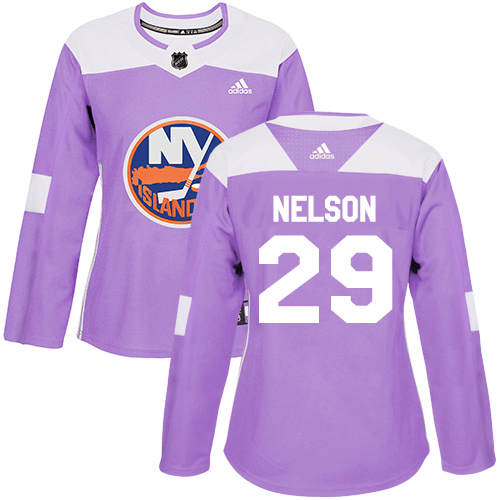 Adidas New York Islanders #29 Brock Nelson Purple Authentic Fights Cancer Women's Stitched Jersey Womens