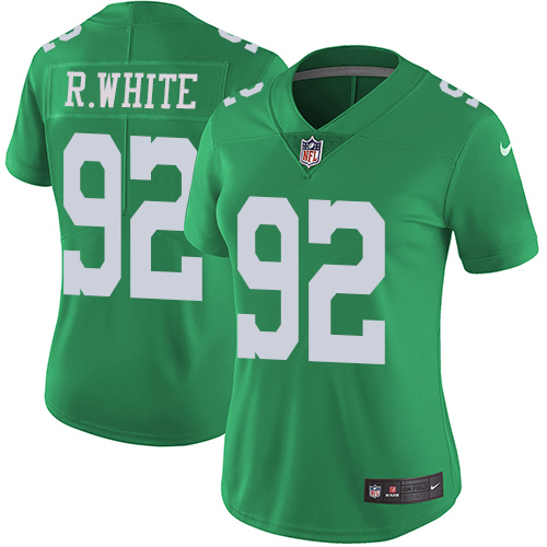 Philadelphia Eagles #92 Reggie White Green Women's Stitched Limited Rush Jersey Womens