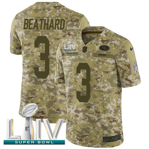 San Francisco 49ers #3 C.J. Beathard Camo Super Bowl LIV 2020 Youth Stitched Limited 2018 Salute To Service Jersey Youth
